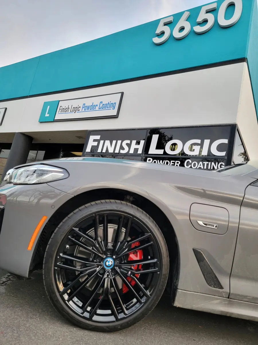 BMW 540e factory wheels powder coated gloss black