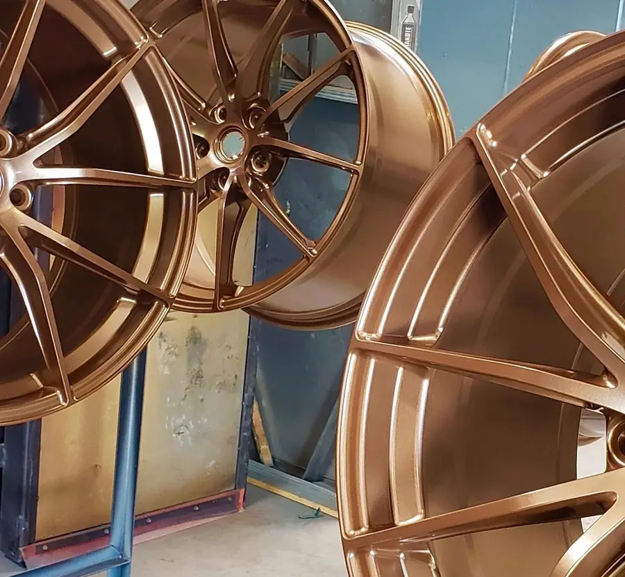 Ferrari 812 wheels powder coated gold at Finish Logic Concord